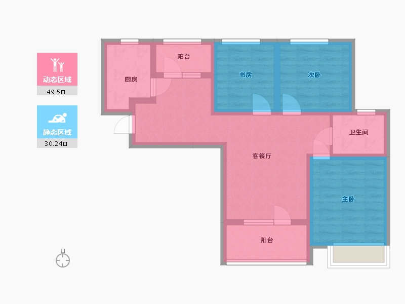 陕西省-西安市-满堂悦MOMΛ-69.20-户型库-动静分区