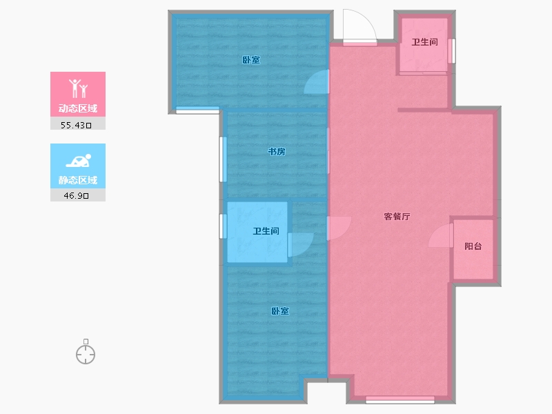 湖南省-常德市-富华·朝阳公馆-94.11-户型库-动静分区