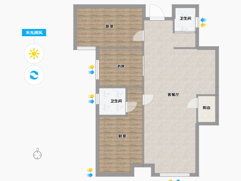 湖南省-常德市-富华·朝阳公馆-94.11-户型库-采光通风