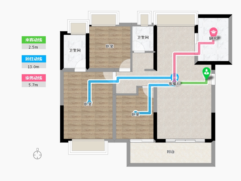 湖北省-黄冈市-方木山居-90.83-户型库-动静线