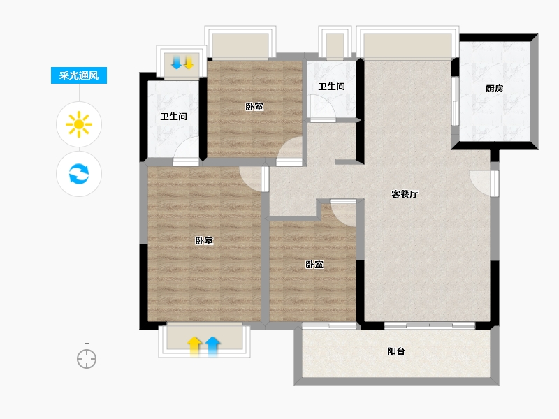 湖北省-黄冈市-方木山居-90.83-户型库-采光通风