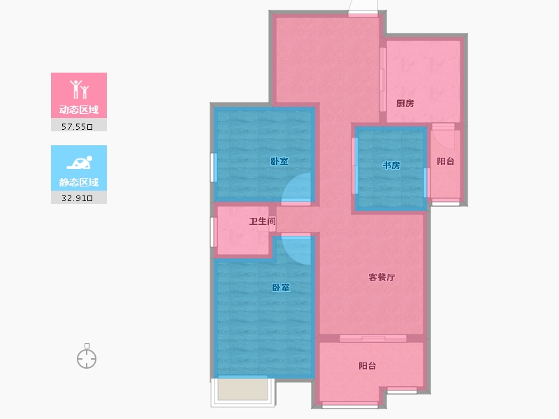 湖北省-孝感市-瑞丰国际城-79.55-户型库-动静分区