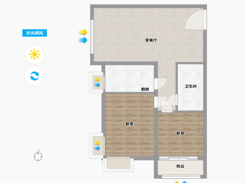 山东省-烟台市-银座广场-73.67-户型库-采光通风