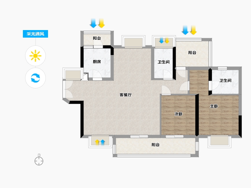 广东省-惠州市-中洲半岛城邦-101.05-户型库-采光通风