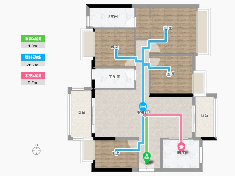 广东省-珠海市-时代倾城·双生花-100.06-户型库-动静线