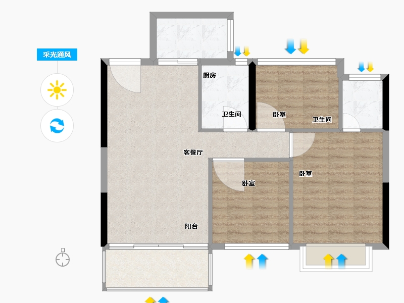 湖北省-黄石市-天行·御景名门-79.01-户型库-采光通风