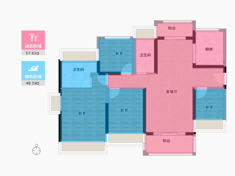 广东省-珠海市-龙光·玖龙府-93.58-户型库-动静分区