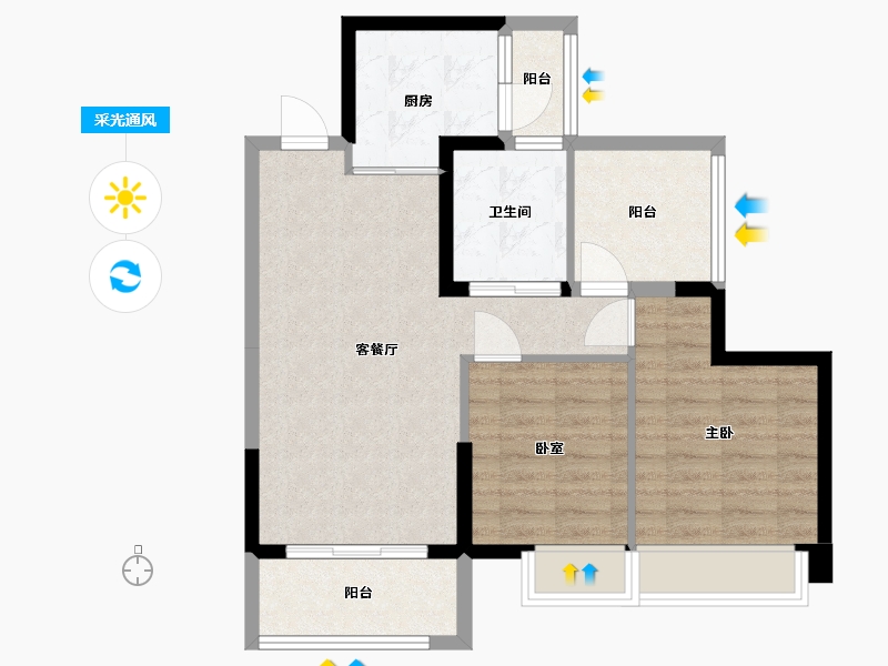 广东省-广州市-珠水豪庭-70.00-户型库-采光通风