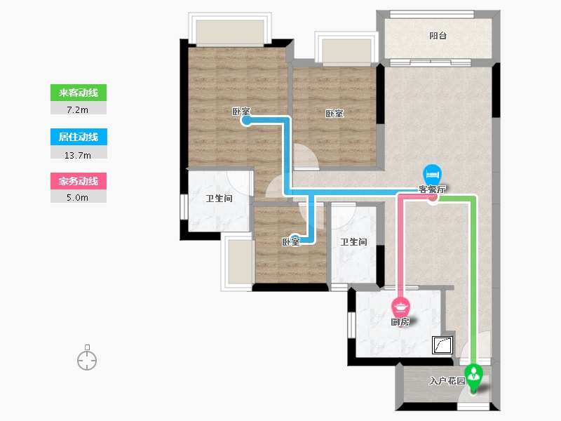 广东省-珠海市-时代倾城·双生花-76.81-户型库-动静线