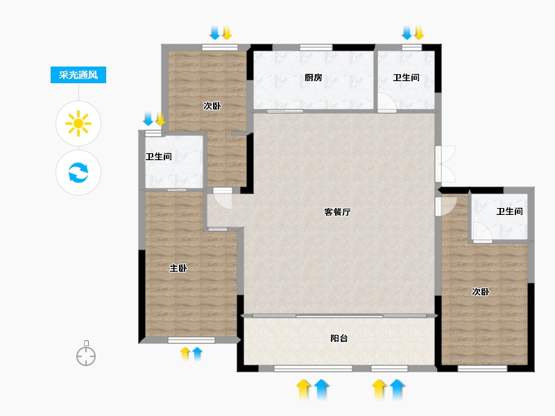 山东省-潍坊市-翔凯上城浞府-146.40-户型库-采光通风