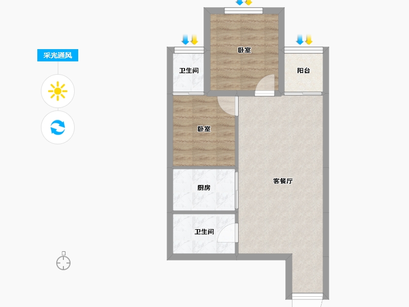 湖南省-怀化市-力和·华府-53.51-户型库-采光通风