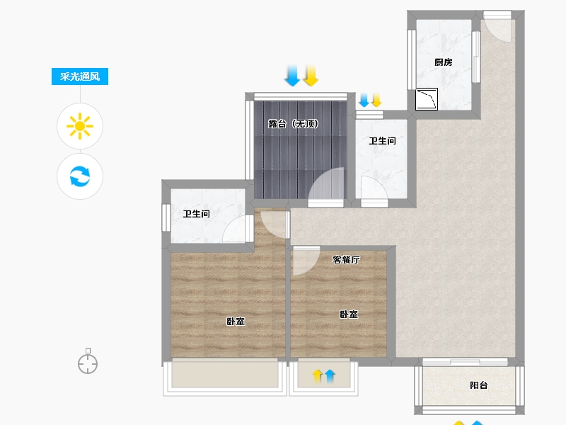 广东省-广州市-三水冠军城-71.00-户型库-采光通风