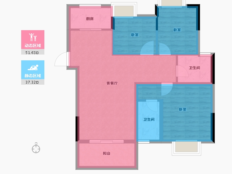 湖北省-荆州市-龙城怡景园-79.67-户型库-动静分区