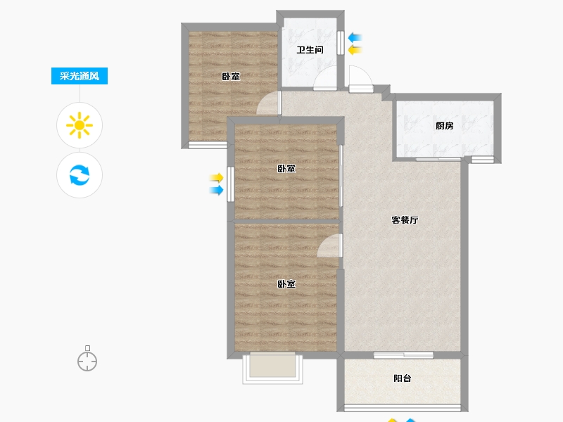 湖北省-孝感市-华耀府东花园-82.49-户型库-采光通风