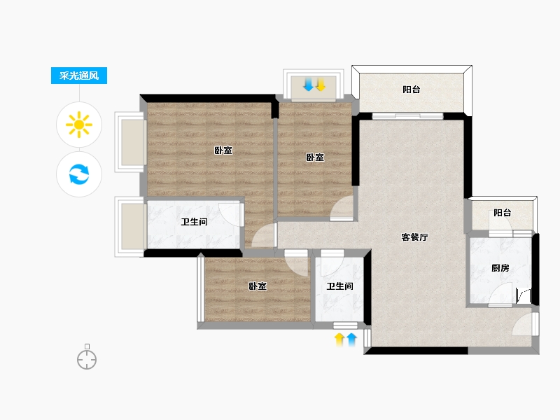 广东省-惠州市-恒裕世纪广场一期-83.46-户型库-采光通风