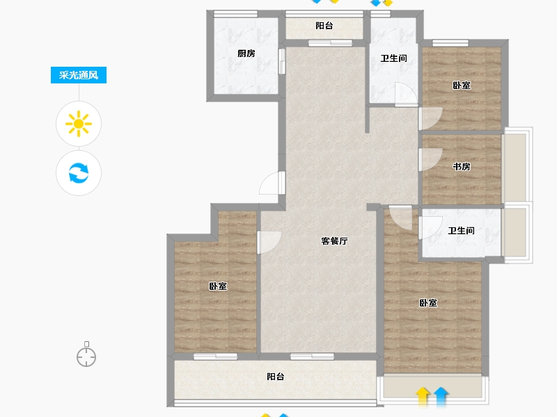 浙江省-舟山市-绿城沁润公寓-110.50-户型库-采光通风