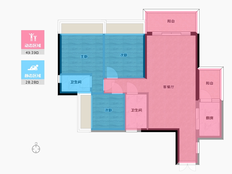 广东省-湛江市-廉江长盈城市花园-69.11-户型库-动静分区