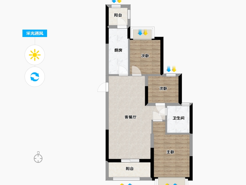 湖南省-长沙市-长沙恒大誉府-66.21-户型库-采光通风