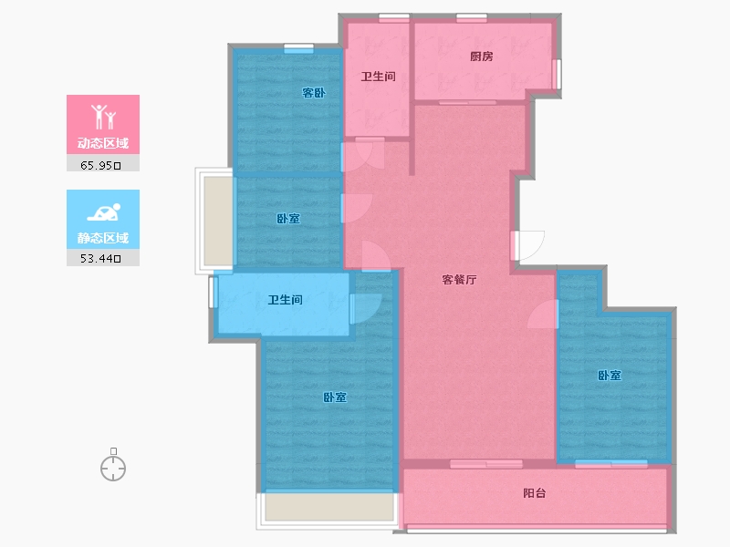 浙江省-舟山市-绿城沁润公寓-108.36-户型库-动静分区