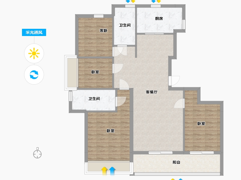 浙江省-舟山市-绿城沁润公寓-108.36-户型库-采光通风