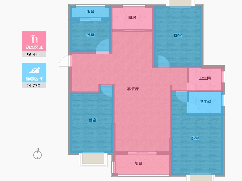 湖北省-黄石市-城发·花园印象-101.96-户型库-动静分区