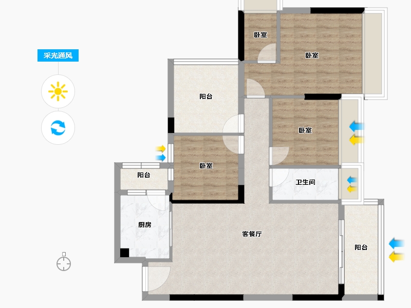 广东省-广州市-海港成天荷1号-94.17-户型库-采光通风