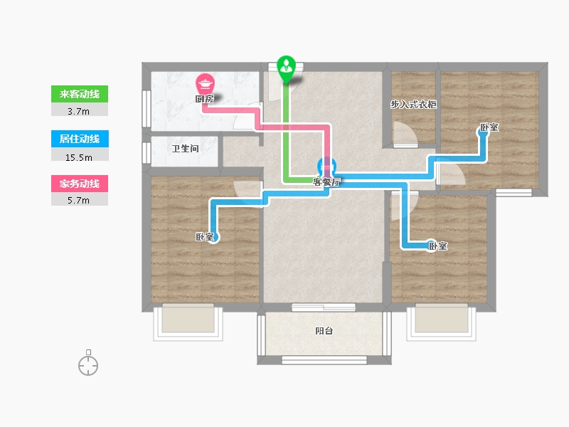 湖北省-黄石市-城发·花园印象-70.85-户型库-动静线