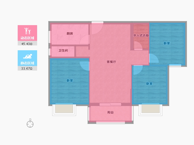 湖北省-黄石市-城发·花园印象-70.85-户型库-动静分区