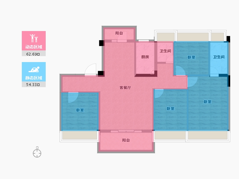 湖北省-荆州市-公安碧桂园·利达郡-105.34-户型库-动静分区