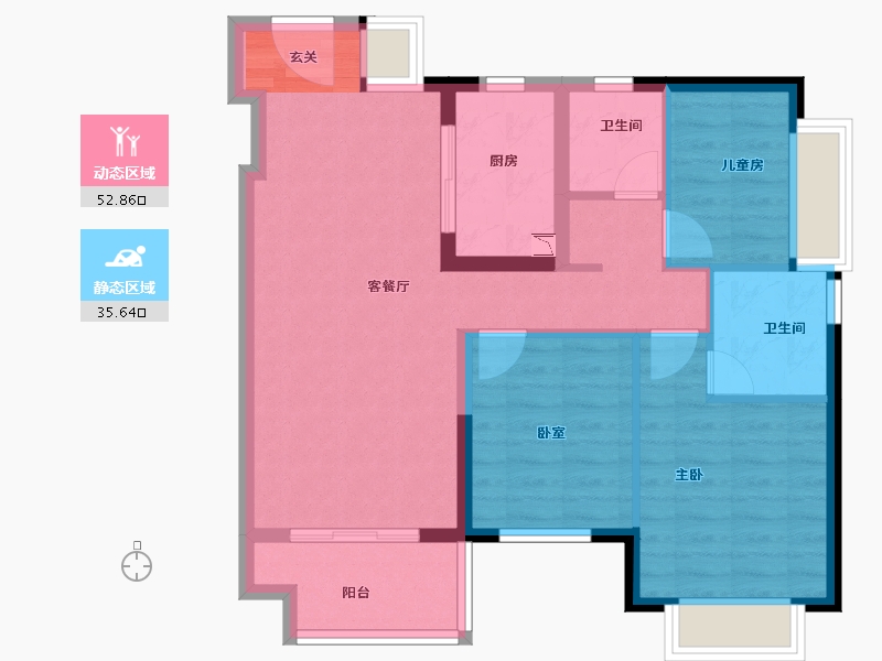 广东省-惠州市-嘉鸿新城博雅府-78.99-户型库-动静分区