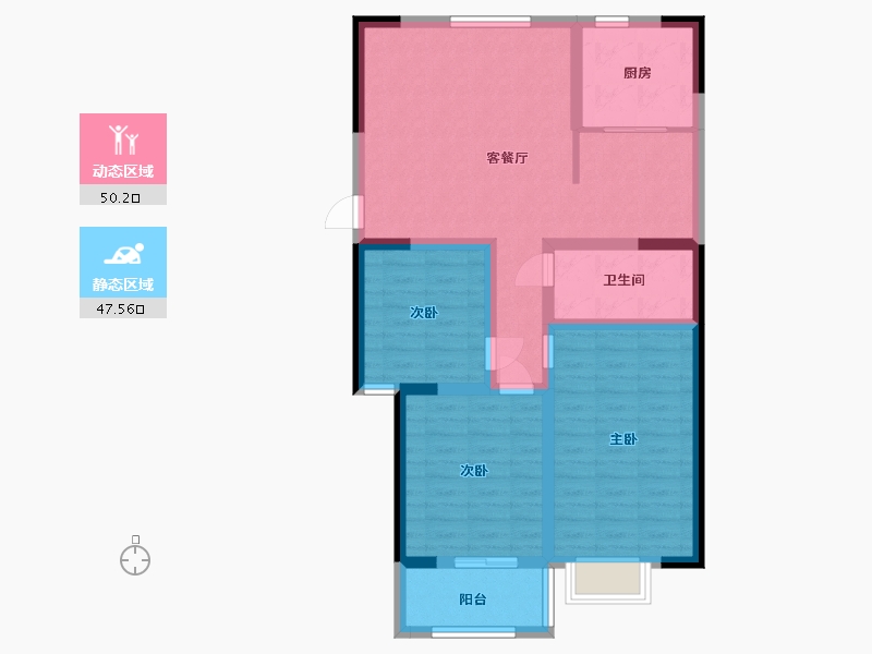 山东省-潍坊市-虞河小镇二期-86.80-户型库-动静分区