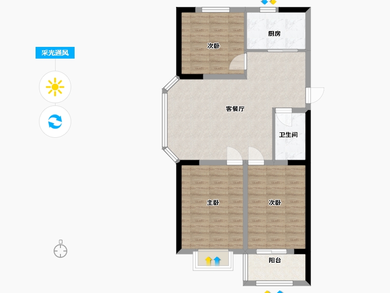 山东省-潍坊市-虞河小镇二期-81.00-户型库-采光通风