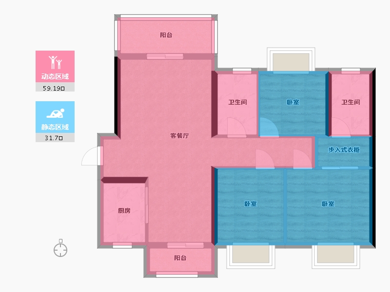 湖南省-株洲市-美的蓝溪谷-80.79-户型库-动静分区