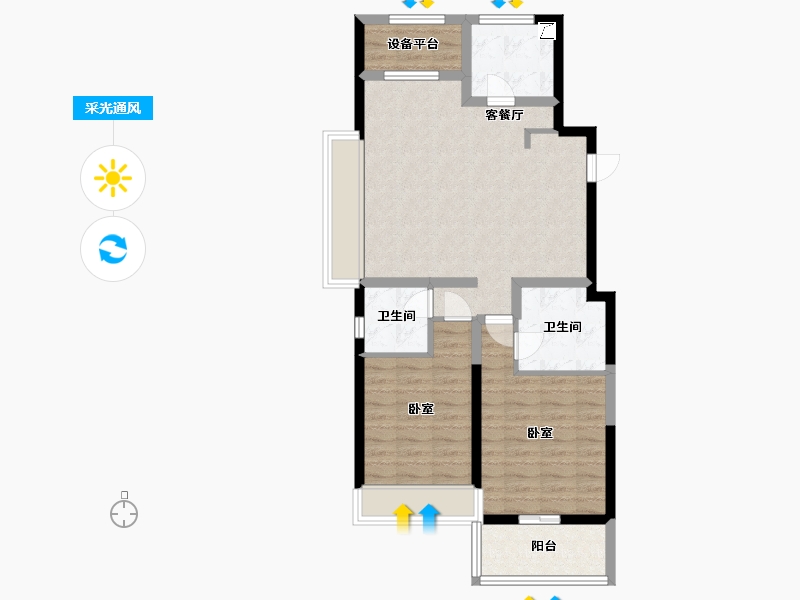 浙江省-舟山市-金宸府-76.00-户型库-采光通风