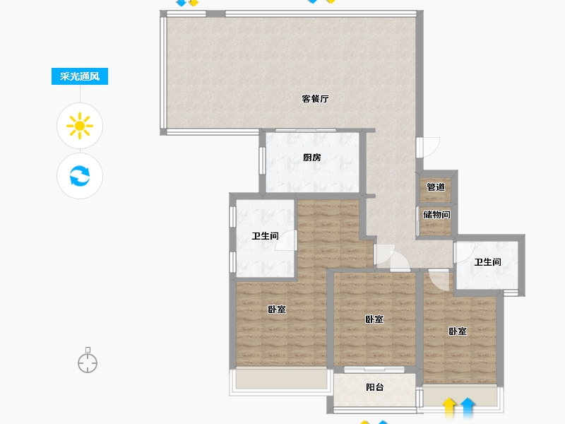 浙江省-温州市-万科翡翠心湖-113.99-户型库-采光通风