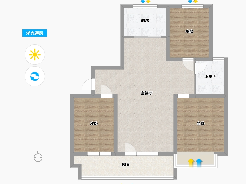 山东省-潍坊市-博裕7号-85.61-户型库-采光通风