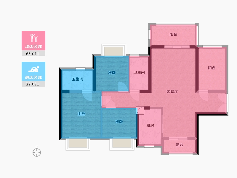 广东省-惠州市-灿邦珑廷-86.40-户型库-动静分区