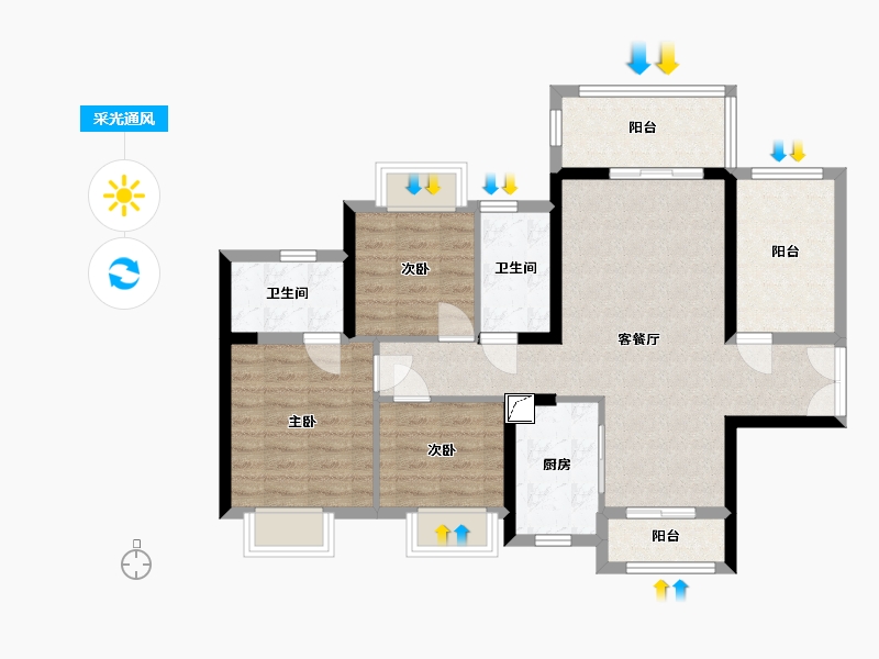 广东省-惠州市-灿邦珑廷-86.40-户型库-采光通风