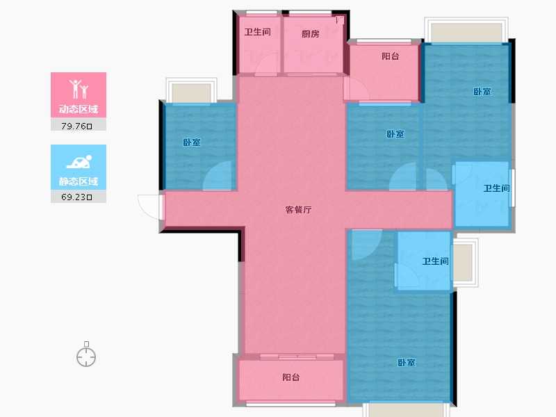 广东省-汕头市-和平金丰广场-136.42-户型库-动静分区