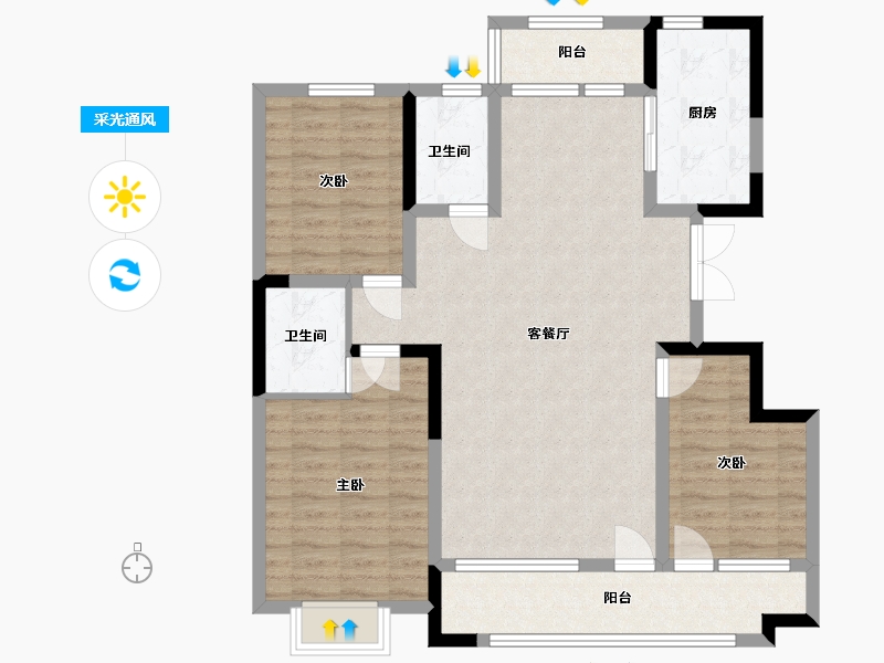 山东省-潍坊市-恒信阳光城-101.81-户型库-采光通风