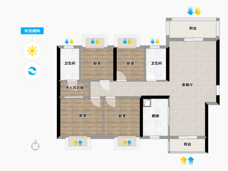 湖南省-株洲市-美的蓝溪谷-90.21-户型库-采光通风