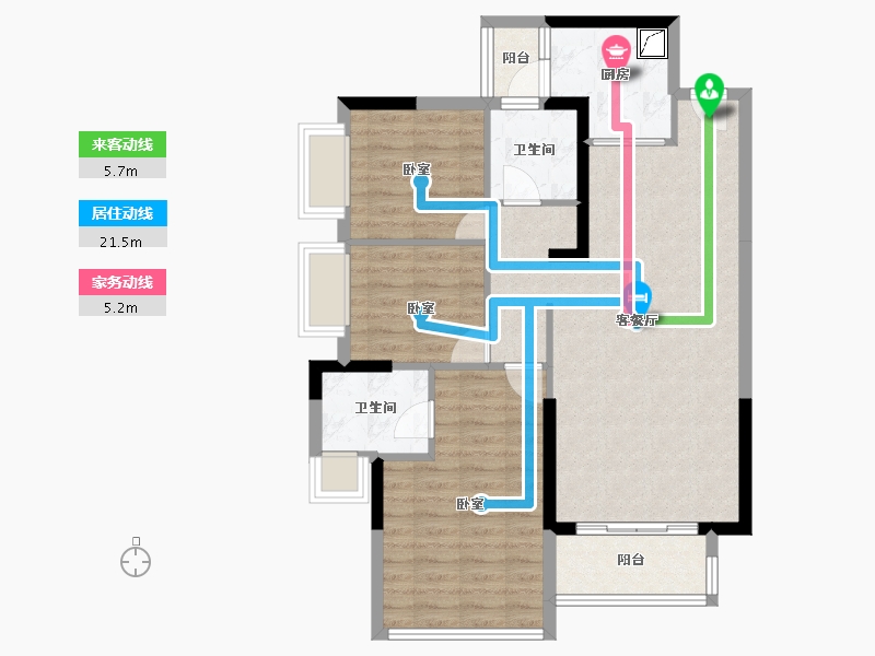 广东省-惠州市-恒裕世纪广场一期-84.69-户型库-动静线