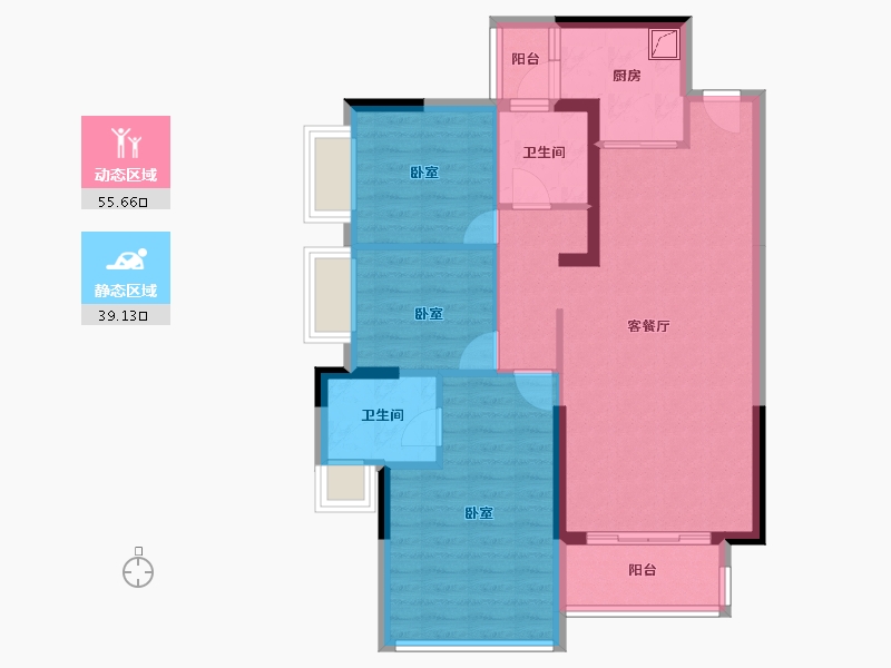 广东省-惠州市-恒裕世纪广场一期-84.69-户型库-动静分区