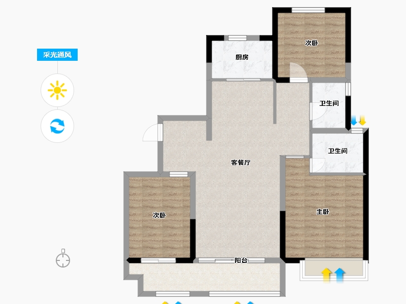 山东省-潍坊市-世茂云图-103.20-户型库-采光通风