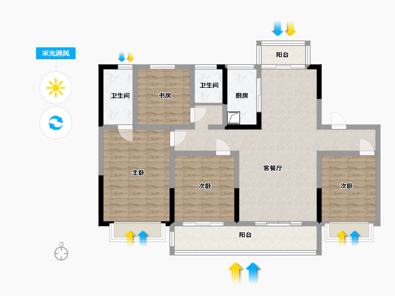 安徽省-蚌埠市-石榴江淮院子-114.00-户型库-采光通风