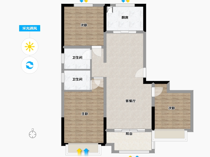 安徽省-蚌埠市-石榴江淮院子-99.00-户型库-采光通风