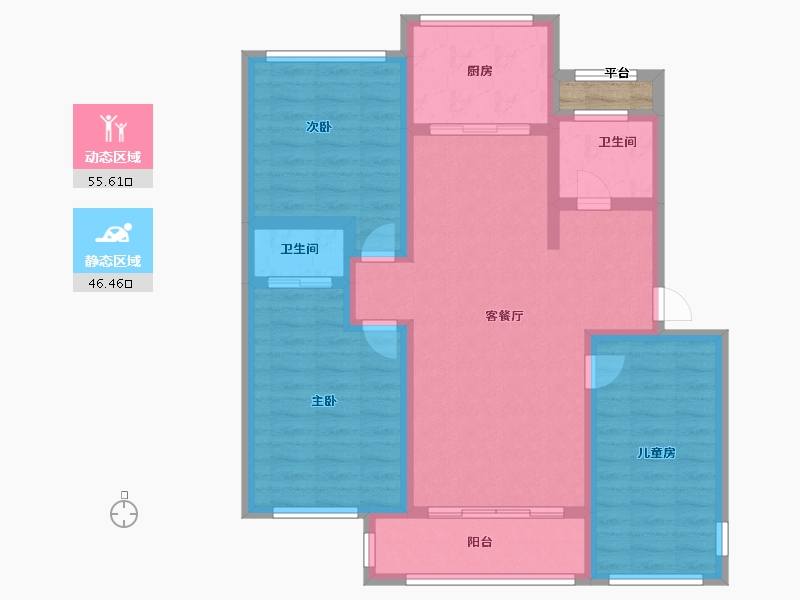 浙江省-舟山市-西城锦园-92.00-户型库-动静分区