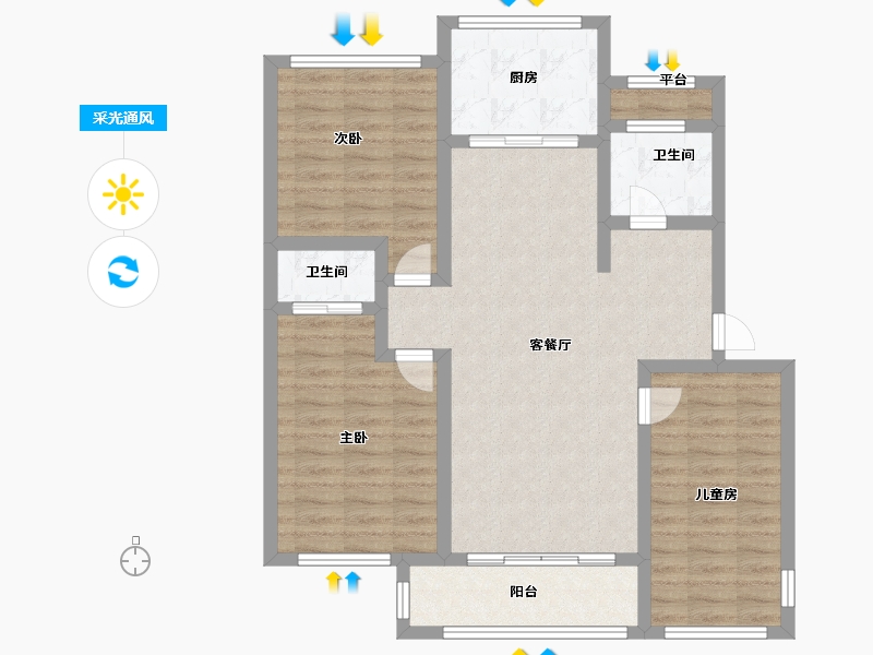 浙江省-舟山市-西城锦园-92.00-户型库-采光通风