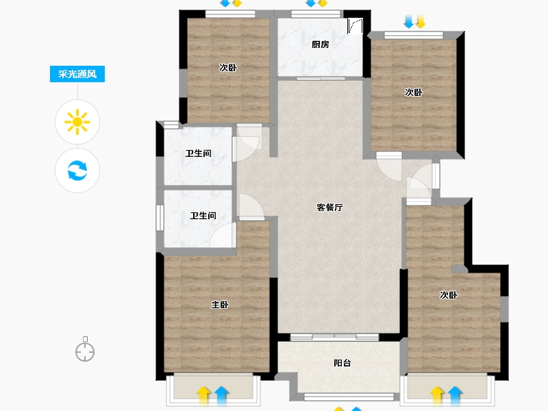 安徽省-蚌埠市-石榴江淮院子-100.00-户型库-采光通风