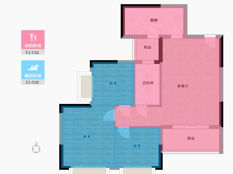 湖北省-武汉市-恒大帝景-74.00-户型库-动静分区